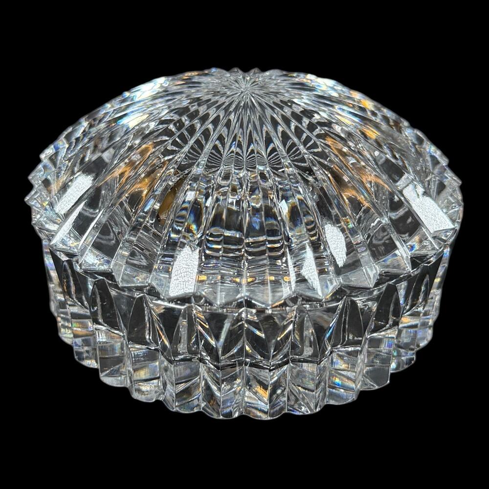 3.5"/1.5" Vintage Waterford Crystal Glass Lidded Round Trinket Box Dish Ireland
